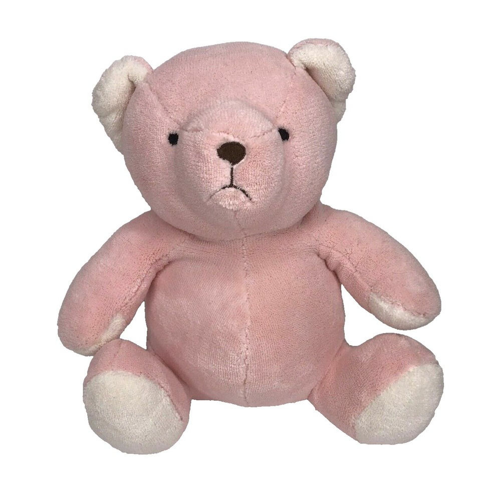 Brookstone Nap Pink Teddy Bear Plush 9" Brown Sewn Eyes White Soft